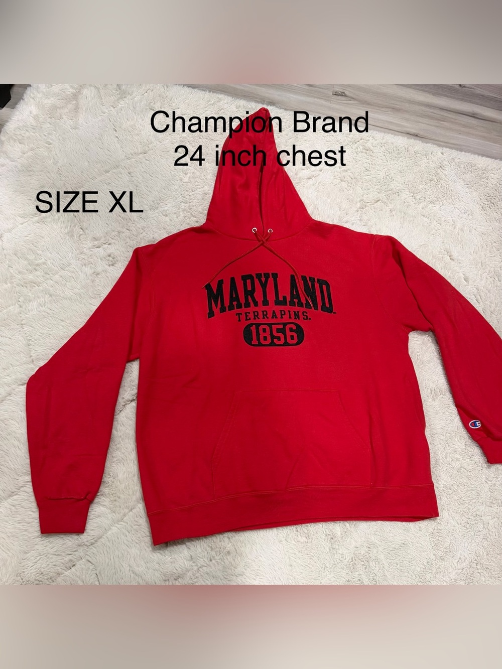 Champion Red Maryland Terrapins Hoodie Sweatshirt XL